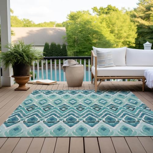 Addison Rugs Chantille ACN617 Teal 9' x 12' Indoor Outdoor Area Rug, Easy Clean, Machine Washable, Non Shedding, Bedroom, Living Room, Dining Room, Kitchen, Patio Rug