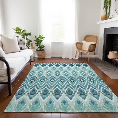 Addison Rugs Chantille ACN617 Teal 9' x 12' Indoor Outdoor Area Rug, Easy Clean, Machine Washable, Non Shedding, Bedroom, Living Room, Dining Room, Kitchen, Patio Rug