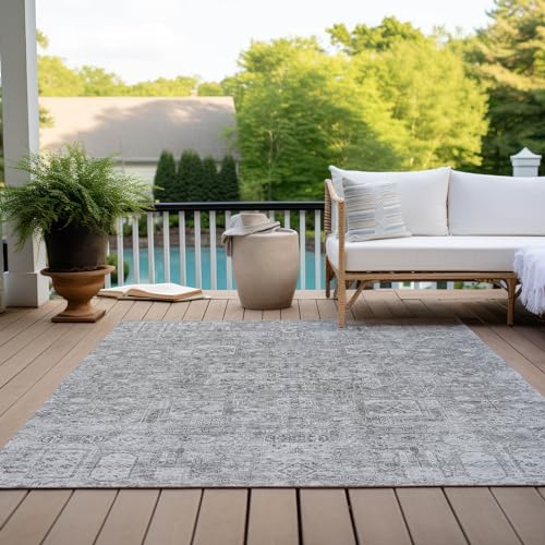 Addison Rugs Chantille ACN611 Gray 9' x 12' Indoor Outdoor Area Rug, Easy Clean, Machine Washable, Non Shedding, Bedroom, Living Room, Dining Room, Kitchen, Patio Rug