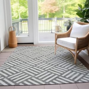 Addison Rugs Chantille ACN620 Charcoal 9' x 12' Indoor Outdoor Area Rug, Easy Clean, Machine Washable, Non Shedding, Bedroom, Living Room, Dining Room, Kitchen, Patio Rug