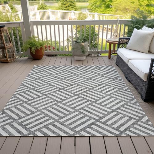 Addison Rugs Chantille ACN620 Charcoal 9' x 12' Indoor Outdoor Area Rug, Easy Clean, Machine Washable, Non Shedding, Bedroom, Living Room, Dining Room, Kitchen, Patio Rug