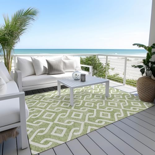 Addison Rugs Chantille ACN621 Green 9' x 12' Indoor Outdoor Area Rug, Easy Clean, Machine Washable, Non Shedding, Bedroom, Living Room, Dining Room, Kitchen, Patio Rug