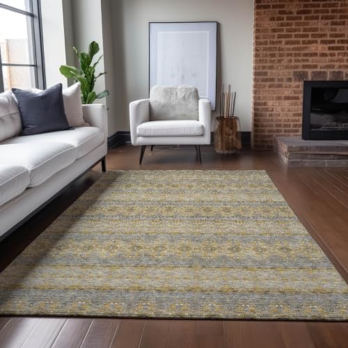 Addison Rugs Chantille ACN615 Gold 9' x 12' Indoor Outdoor Area Rug, Easy Clean, Machine Washable, Non Shedding, Bedroom, Living Room, Dining Room, Kitchen, Patio Rug