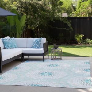 Addison Rugs Chantille ACN619 Teal 9' x 12' Indoor Outdoor Area Rug, Easy Clean, Machine Washable, Non Shedding, Bedroom, Living Room, Dining Room, Kitchen, Patio Rug