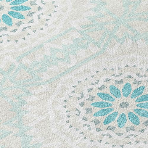 Addison Rugs Chantille ACN619 Teal 9' x 12' Indoor Outdoor Area Rug, Easy Clean, Machine Washable, Non Shedding, Bedroom, Living Room, Dining Room, Kitchen, Patio Rug