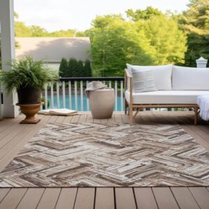 Addison Rugs Chantille ACN630 Brown 9' x 12' Indoor Outdoor Area Rug, Easy Clean, Machine Washable, Non Shedding, Bedroom, Living Room, Dining Room, Kitchen, Patio Rug