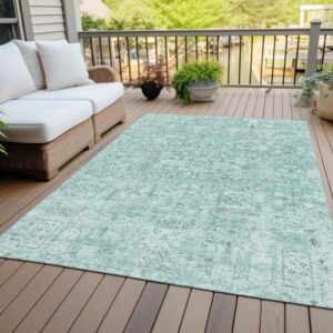 Addison Rugs Chantille ACN611 Teal 9' x 12' Indoor Outdoor Area Rug, Easy Clean, Machine Washable, Non Shedding, Bedroom, Living Room, Dining Room, Kitchen, Patio Rug