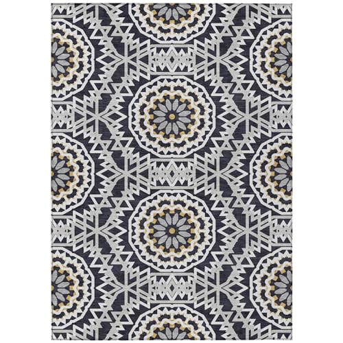 Addison Rugs Chantille ACN619 Black 9' x 12' Indoor Outdoor Area Rug, Easy Clean, Machine Washable, Non Shedding, Bedroom, Living Room, Dining Room, Kitchen, Patio Rug