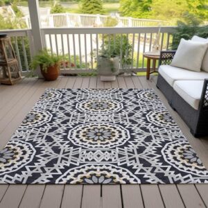 Addison Rugs Chantille ACN619 Black 9' x 12' Indoor Outdoor Area Rug, Easy Clean, Machine Washable, Non Shedding, Bedroom, Living Room, Dining Room, Kitchen, Patio Rug