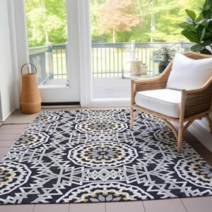 Addison Rugs Chantille ACN619 Black 9' x 12' Indoor Outdoor Area Rug, Easy Clean, Machine Washable, Non Shedding, Bedroom, Living Room, Dining Room, Kitchen, Patio Rug