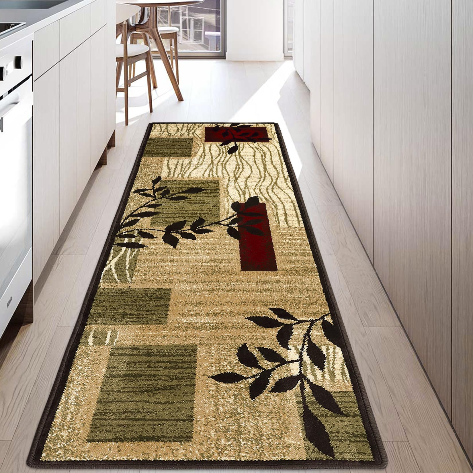 GlowSol Runner Rug 2x6 Plush Thick Rug Geometric Floral Non-Slip Non-Shedding Hallway Runner, Stain Resistant Kitchen Mat Laundry Entryway Carpet Runner, Boho Pet Friendly Runners