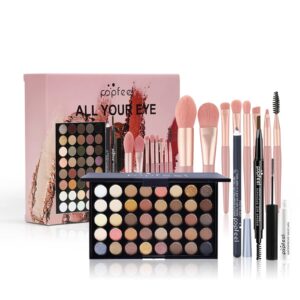 joyeee makeup kit all-in-one girls makeup gift set for women full starter cosmetics kit, include eye brushes set, eyeshadow palette, eyebrow pencil, mascara, eyeliner pencil