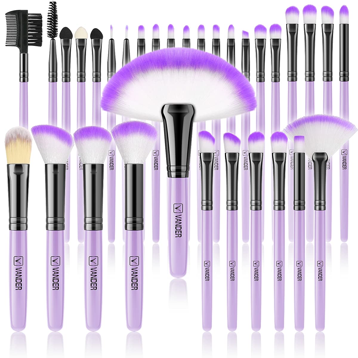 Make up Brushes, VANDER Professional 32pcs Makeup Brush Set, Makeup Brushes Set Foundation Blending Cosmetic Brush Set Kit,Purple（Cosmetic bag not included）