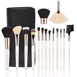 Z'OREYA Makeup Brushes Set,15pcs Rose Gold Luxury and Fashion Makeup Brushes,Professional Premium Synthetic Foundation Powder Concealers Eye Shadows Makeup brushes Set with Perfect Vegan Leather Bag