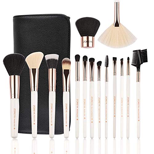 Z'OREYA Makeup Brushes Set,15pcs Rose Gold Luxury and Fashion Makeup Brushes,Professional Premium Synthetic Foundation Powder Concealers Eye Shadows Makeup brushes Set with Perfect Vegan Leather Bag