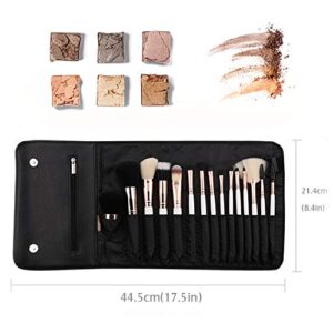 Z'OREYA Makeup Brushes Set,15pcs Rose Gold Luxury and Fashion Makeup Brushes,Professional Premium Synthetic Foundation Powder Concealers Eye Shadows Makeup brushes Set with Perfect Vegan Leather Bag