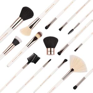 Z'OREYA Makeup Brushes Set,15pcs Rose Gold Luxury and Fashion Makeup Brushes,Professional Premium Synthetic Foundation Powder Concealers Eye Shadows Makeup brushes Set with Perfect Vegan Leather Bag