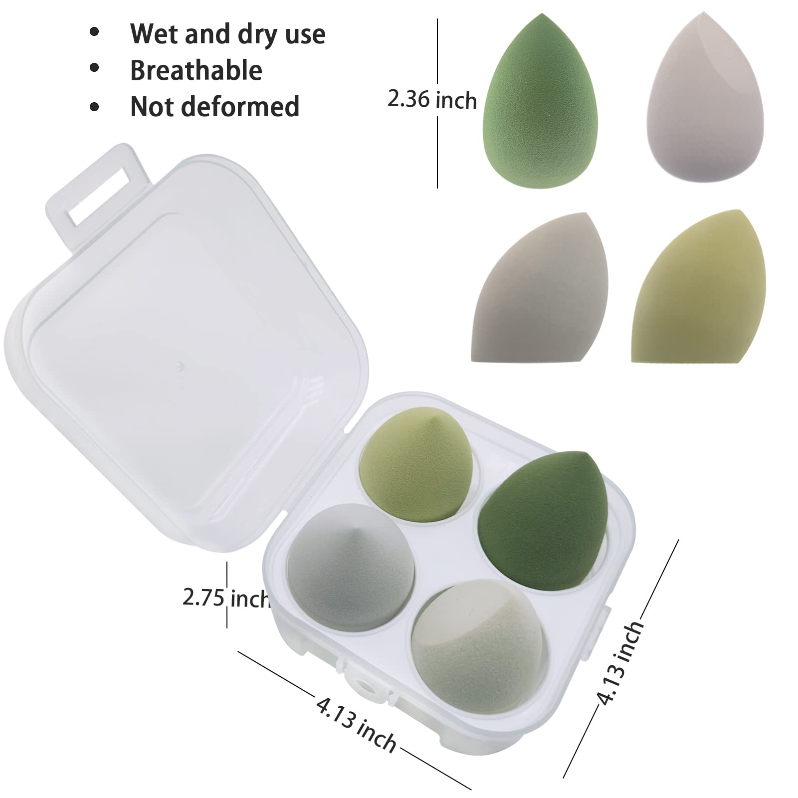 Muhuabeuaty 23 pcs Makeup Brushes Set with Beauty Blender, Foundation Brush Eyeshadow Concealers Powder Brushes, 4 pcs Boxed Makeup Sponges for Professional Makeup Kits (Middle Size, Green)