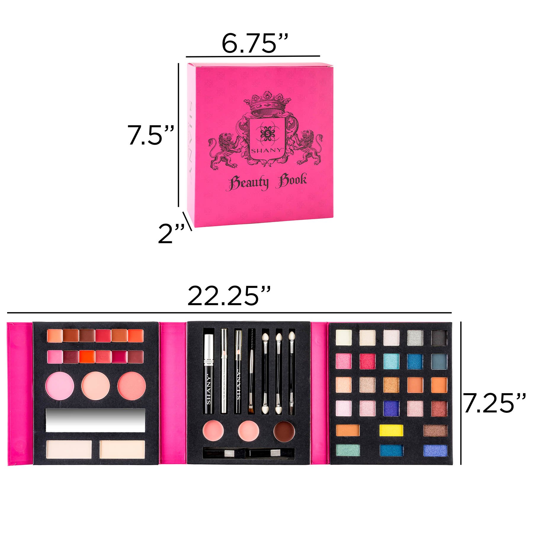 SHANY Beauty Book Makeup Kit All in one Travel Makeup Set - 35 Colors Eyeshadow, Eye brow, makeup blushes, powder palette,10 Lip Colors, Eyeliner pens & makeup Mirror - Holiday Makeup Gift Set