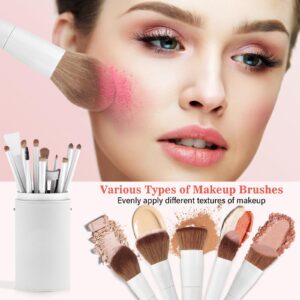 Professional 20PCs Makeup Brush Set, LUXBRU with Foundation Eyebrow Blending Concealer Blush Eyeshadow Contour Powder Brush, Brushes Kit with Travel Case & 2 Powder Puff-White