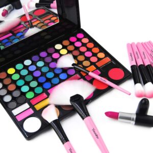 Yuwaku Pink Makeup Brush Set, 32pcs Premium Synthetic Brushes, Kabuki Foundation Brush Blending Face Powder Blush Concealers Eye Shadows Cosmetic Brushes Kit with Nylon Bag