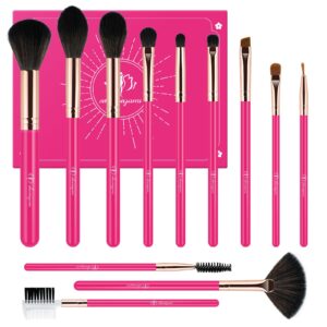 makeup brushes 12pcs makeup kit,foundation powder brush eyeshadow brush concealers blush face make up brushes set with premium premium gift box(12pcs,rose red)