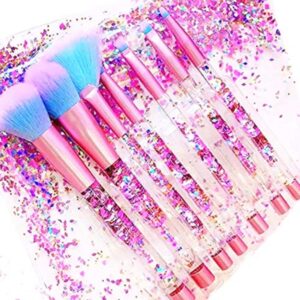 Unicorn Fan Makeup Brush Set,Crystal Sparkles Blush Powder Fan Lip Eye Shadow Eyebrow Eye Blender Brush in Set