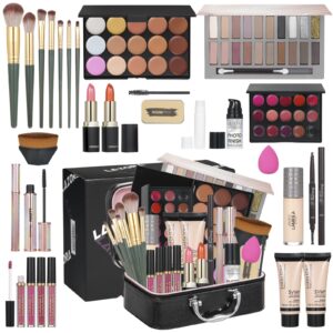 Makeup Kit Full Multi-Purpose Beauty Set Festive Gift Box - Highly Pigmented Palette Combination Lips Facial Brows Eye Makeup Brush for Essential Starter - Full Makeup Kit for Women