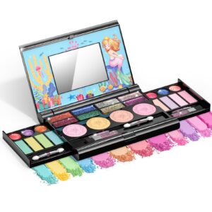 Tomons Kids Makeup Kit for Girl,Mermaid Makeup for Kids,Safe& Non-Toxic Make Up for Little Girls Gift Kids Child Toddler Toys for Age 3 4 5 6 7 8 10 Years Old Birthday