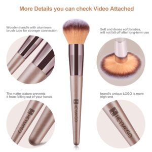 HEYMKGO Makeup Brushes 15PCS Champagne Gold Professional Makeup Brush Set Foundation Brush Blending Powder Blush Concealer Eye Make Up Brush with Bag