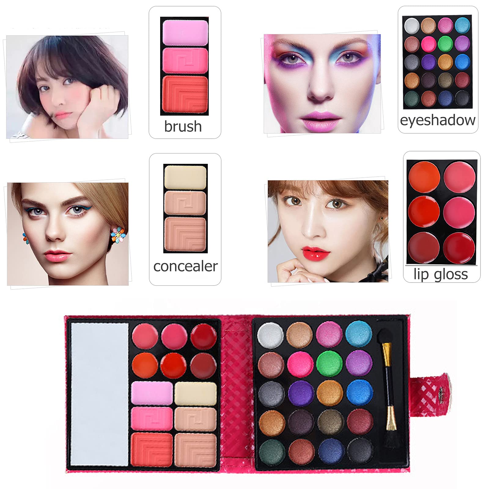 VolksRose Professional All In One Makeup Kit Colorful 20 Eyeshadow, 6 Lip Glosses 3 Blushers 2 Powder 1 Concealer 1 Mirror 1 Brush, Long Lasting Beauty Full Makeup Set, Present Gifts for Girls Women