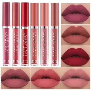 BestLand 6Pcs Matte Liquid Lipstick Makeup Set, Matte liquid Long-Lasting Wear Non-Stick Cup Not Fade Waterproof Lip Gloss (Set C)