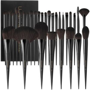 Docolor Makeup Brushes Set Professional 30Pcs Obsidian Makeup Brushes Premium Synthetic Powder Kabuki Foundation Contour Blush Concealer Eye Shadow Blending Eyeliner Crease Eyebrow Make Up Brush Kit