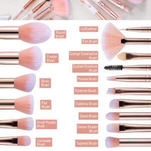 16PCs Marble Makeup Brushes Set Premium Synthetic Face Eye Lip Make Up Brush Kits for Foundation, Powder,Eyeshadow,Eyebrow,Eyelash,Eyeliner,Blending,Concealer,Contour,Highlight