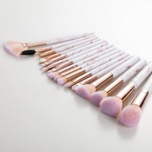 16PCs Marble Makeup Brushes Set Premium Synthetic Face Eye Lip Make Up Brush Kits for Foundation, Powder,Eyeshadow,Eyebrow,Eyelash,Eyeliner,Blending,Concealer,Contour,Highlight