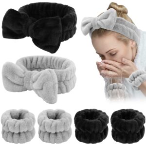 WHAVEL 6PCS Spa Headband and Wristband Set, Face Wash Headband Makeup Skincare Headband Wrist Bands for Washing Face