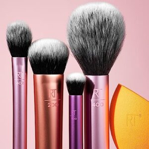 Real Techniques Makeup Brush Set with 2 Makeup Sponge Blenders, For Eyeshadow, Foundation, Blush, and Concealer, UltraPlush Synthetic Bristles, 6 Piece Makeup Brush Set (Pack of 2)