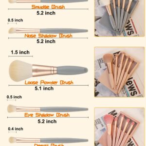 Travel Size Makeup Brushes Set, Easy-taken Mini Makeup Brush Set with Case and Mirror, Small Complete Function Cosmetic Brushes Kit Perfect for On The Go (Apricot)