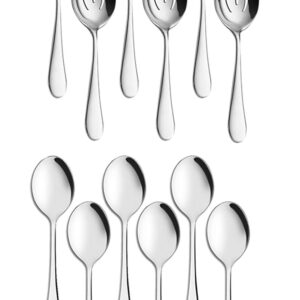 Serving Spoons x 3, Slotted Spoons x 3, X-Large 9.8 Inches Serving Spoon x 6, Stainless Steel Serving Spoons Set for Buffet Can Banquet Cooking Kitchen Basics