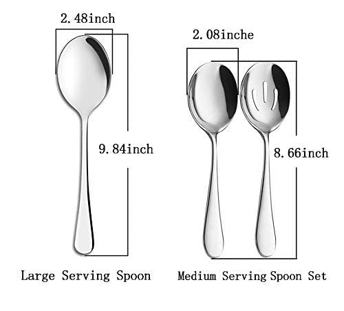 Serving Spoons x 3, Slotted Spoons x 3, X-Large 9.8 Inches Serving Spoon x 6, Stainless Steel Serving Spoons Set for Buffet Can Banquet Cooking Kitchen Basics