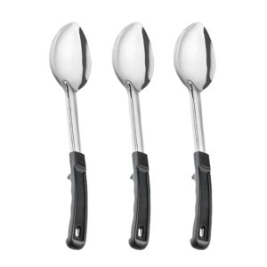 3 pcs large serving spoons, cooking spoons, serving spoons for buffet, stainless steel serving spoons, 13 inches serving spoons set for kitchen party baking basting, big spoons with coated handle
