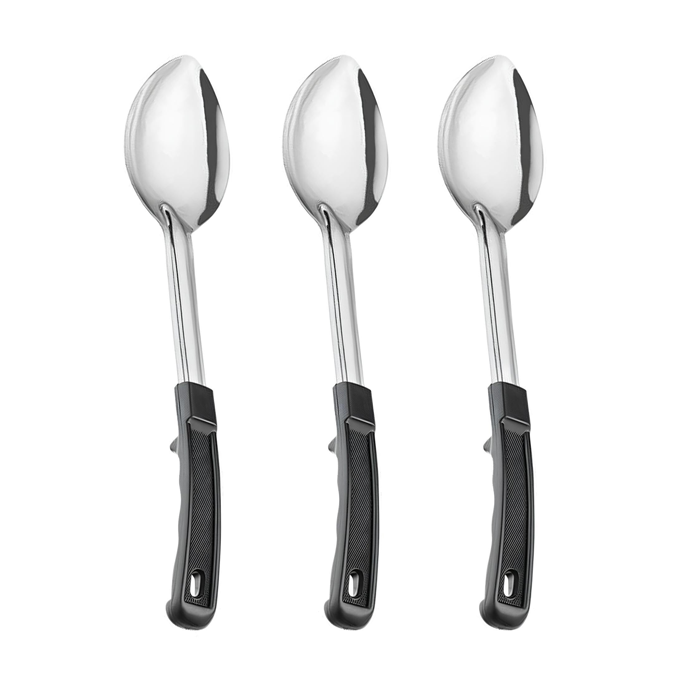 3 Pcs Large Serving Spoons, Cooking Spoons, Serving Spoons for Buffet, Stainless Steel Serving Spoons, 13 inches Serving Spoons Set for Kitchen Party Baking Basting, Big Spoons with Coated Handle