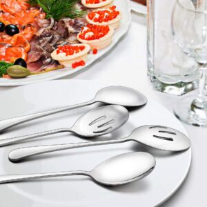 LIANYU 3 Serving Spoons, 3 Slotted Serving Spoon, Stainless Steel Party Buffet Catering Dinner Banquet Serving Spoons, 8 3/4 Inch, Mirror Finish, Dishwasher Safe