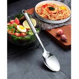 Berglander Solid Spoon, Stainless Steel Solid Cooking Spoon,Solid Serving Spoon, Kitchen Spoons, Spoon for Cooking, Basting Spoon Non-Stick And Heat Resistant, Dishwasher Safe (Silver)