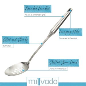 Stainless Steel Slotted Cooking Spoon, Large Metal Chef Strainer Utensil For Cooking, Serving, And Mixing, The #1 Dishwasher Safe Kitchen Tool, 15" Long Spoon With Holes