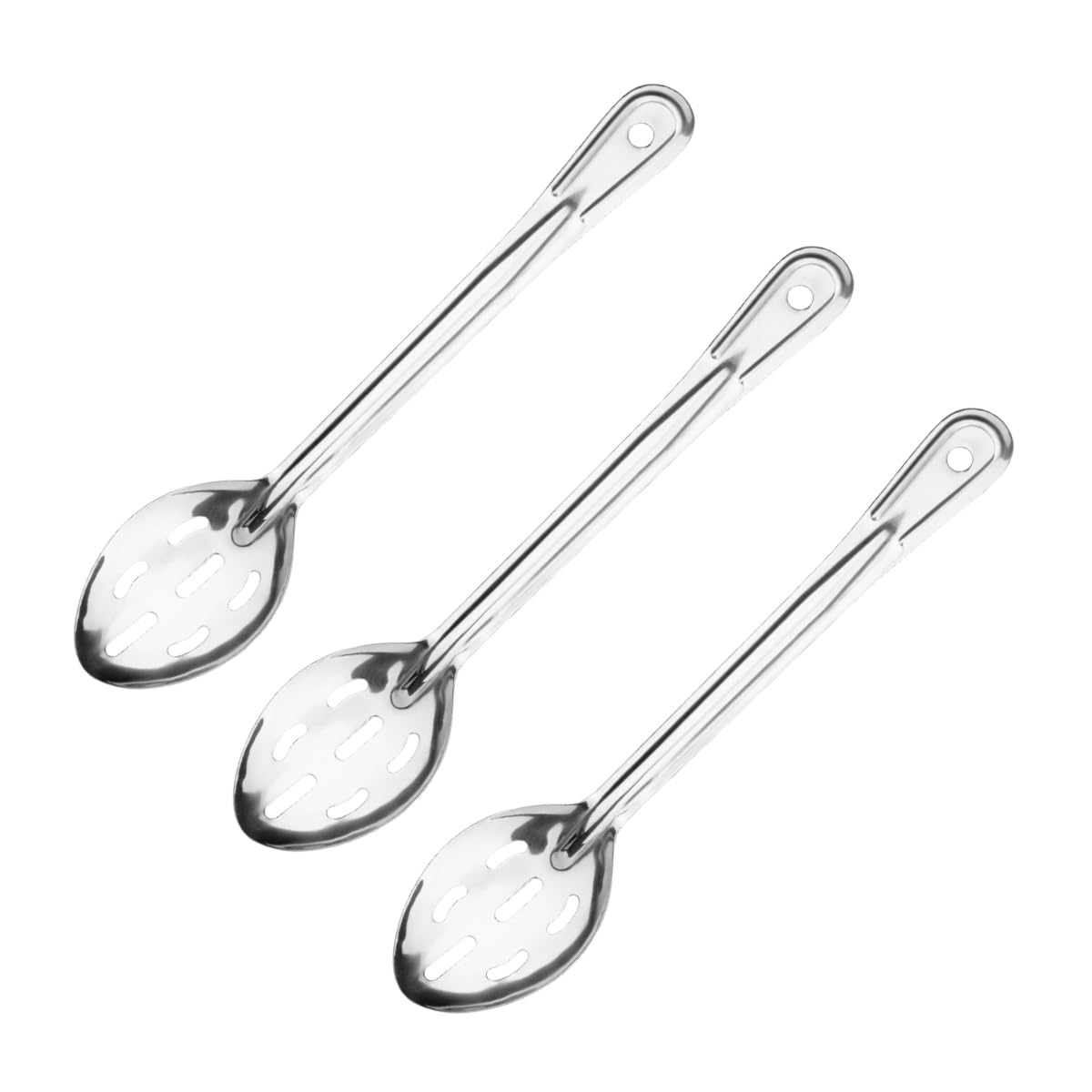 Slotted Spoon Stainless Steel - Slotted Serving Spoons with Holes for Draining - Perforated Spoon Metal with Long Handle for Strain Food, 3 Pcs