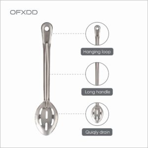 Slotted Serving Spoon - Large Spoon with Holes for Draining - Perforated Spoon of Stainless Steel with Long Handle for Strain Food, 6 Pcs