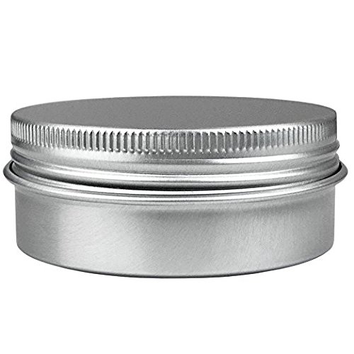 24 Pack (2 Oz/60ml) Screw Top Round Aluminum Tin Cans, Metal Tin Storage Jar Containers with Screw Cap for Lip Balm, Cosmetic, Candles, Salve, Make Up, Eye Shadow, Powder, Tea