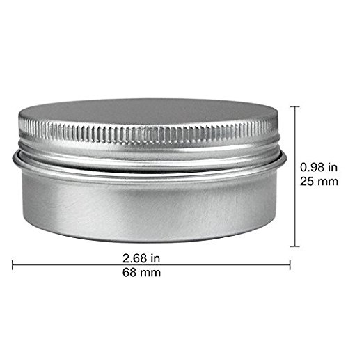 24 Pack (2 Oz/60ml) Screw Top Round Aluminum Tin Cans, Metal Tin Storage Jar Containers with Screw Cap for Lip Balm, Cosmetic, Candles, Salve, Make Up, Eye Shadow, Powder, Tea