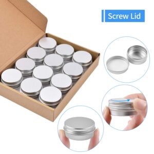 Aluminum Tin Cans, 24PCS 1/2 Oz Metal Round Tins Containers Screw Lid Small Empty Storage Travel Tin Jars for Candles, Salve, Cosmetics, Spice, Christmas Decorations